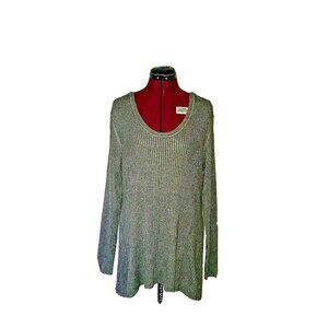 Style & Co Sweater Pullover Women’s XL Steel Gray Ribbed Scoop Neck Knit